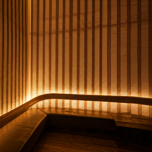Premium dark nightlife lounge with warm lighting - the world Neomy AI was built for